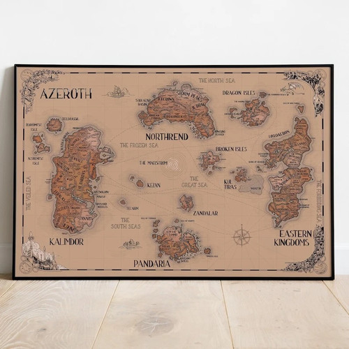 Poster azeroth mappa del mondo - poster,